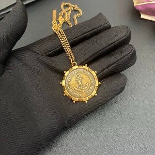 YSL Vintage Medallion Charm Chain Necklace