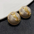 YSL Crystal Dome Monogram Stud Earrings