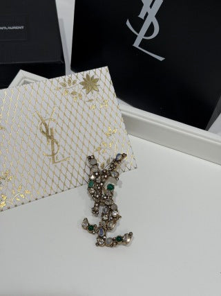 YSL Jardin Émeraude Crystal Brooch